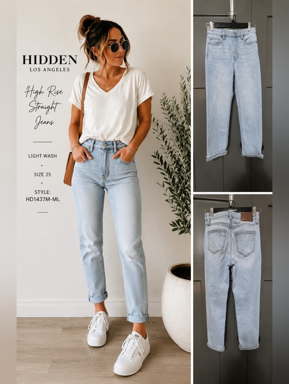 Hidden Los Angeles High Rise Straight Ankle Jeans Light Wash Size 25